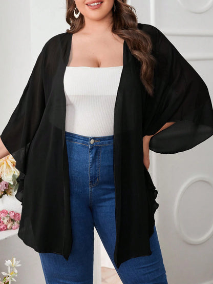 CURVE+ Plus Size Basic Batwing Sleeve Kimono