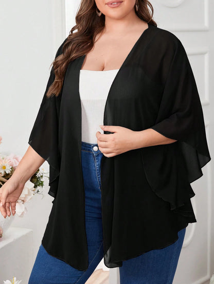 CURVE+ Plus Size Basic Batwing Sleeve Kimono