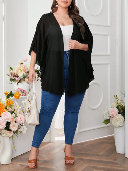 CURVE+ Plus Size Basic Batwing Sleeve Kimono