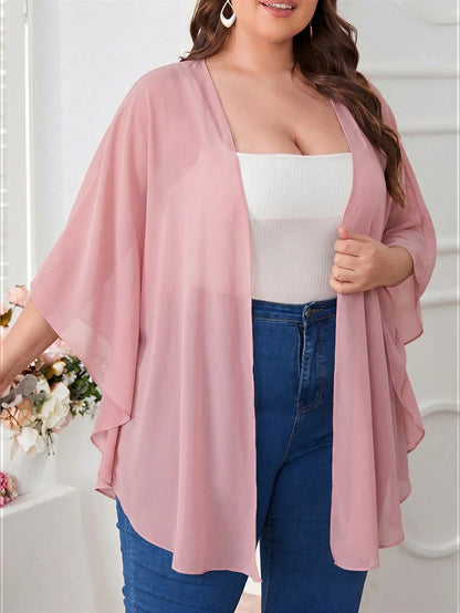 CURVE+ Plus Size Basic Batwing Sleeve Kimono