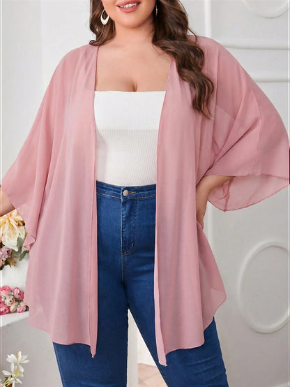 CURVE+ Plus Size Basic Batwing Sleeve Kimono