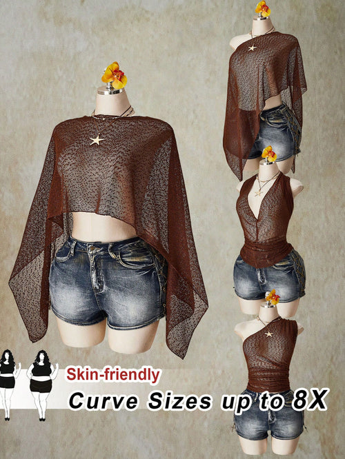 CURVE+ Plus Size Women Solid Color Casual Versatile Daily Wear Top Gym Summer