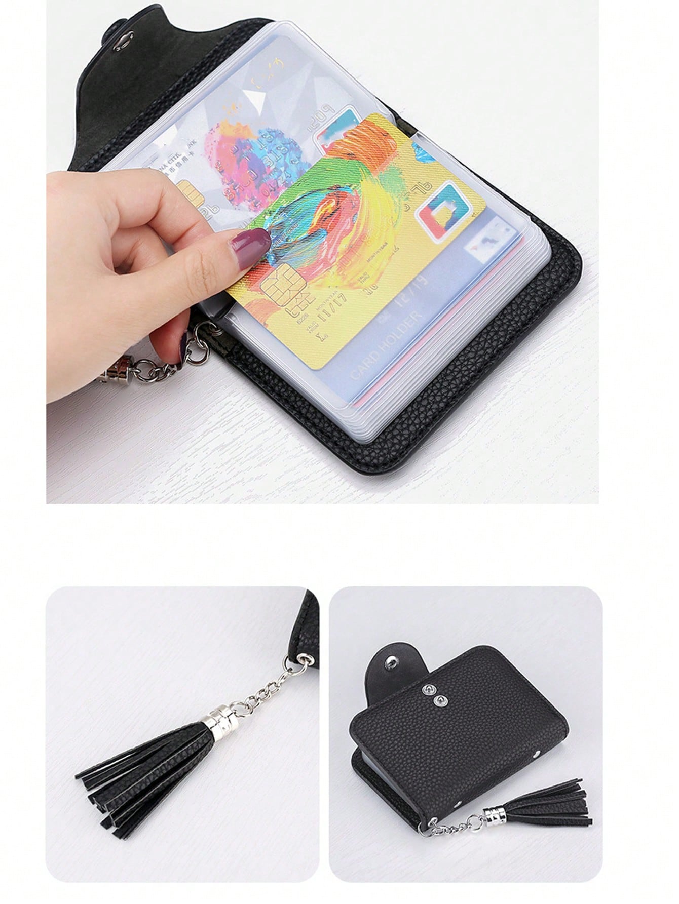 Custom Card Book Holder Name Card Organizer Professional Office Journal Name Organizer Holds 20 Cards Black Pink Case Snap Closure ID Card Organizer Pouch Name Card PU Leather Name ID For Men & Tan Ca