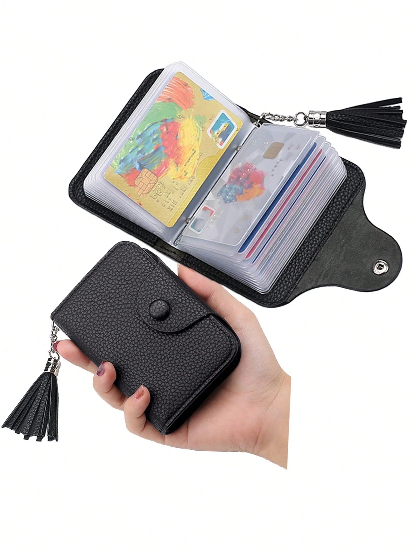 Custom Card Book Holder Name Card Organizer Professional Office Journal Name Organizer Holds 20 Cards Black Pink Case Snap Closure ID Card Organizer Pouch Name Card PU Leather Name ID For Men & Tan Ca