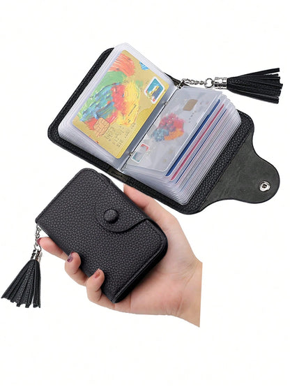 Custom Card Book Holder Name Card Organizer Professional Office Journal Name Organizer Holds 20 Cards Black Pink Case Snap Closure ID Card Organizer Pouch Name Card PU Leather Name ID For Men & Tan Ca