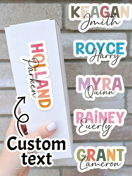 Custom Holographic Name Stickers, Personalized Name Label Stickers, Customizable Name Stickers, Birthday Gift, Colorful Text Stickers, Computer