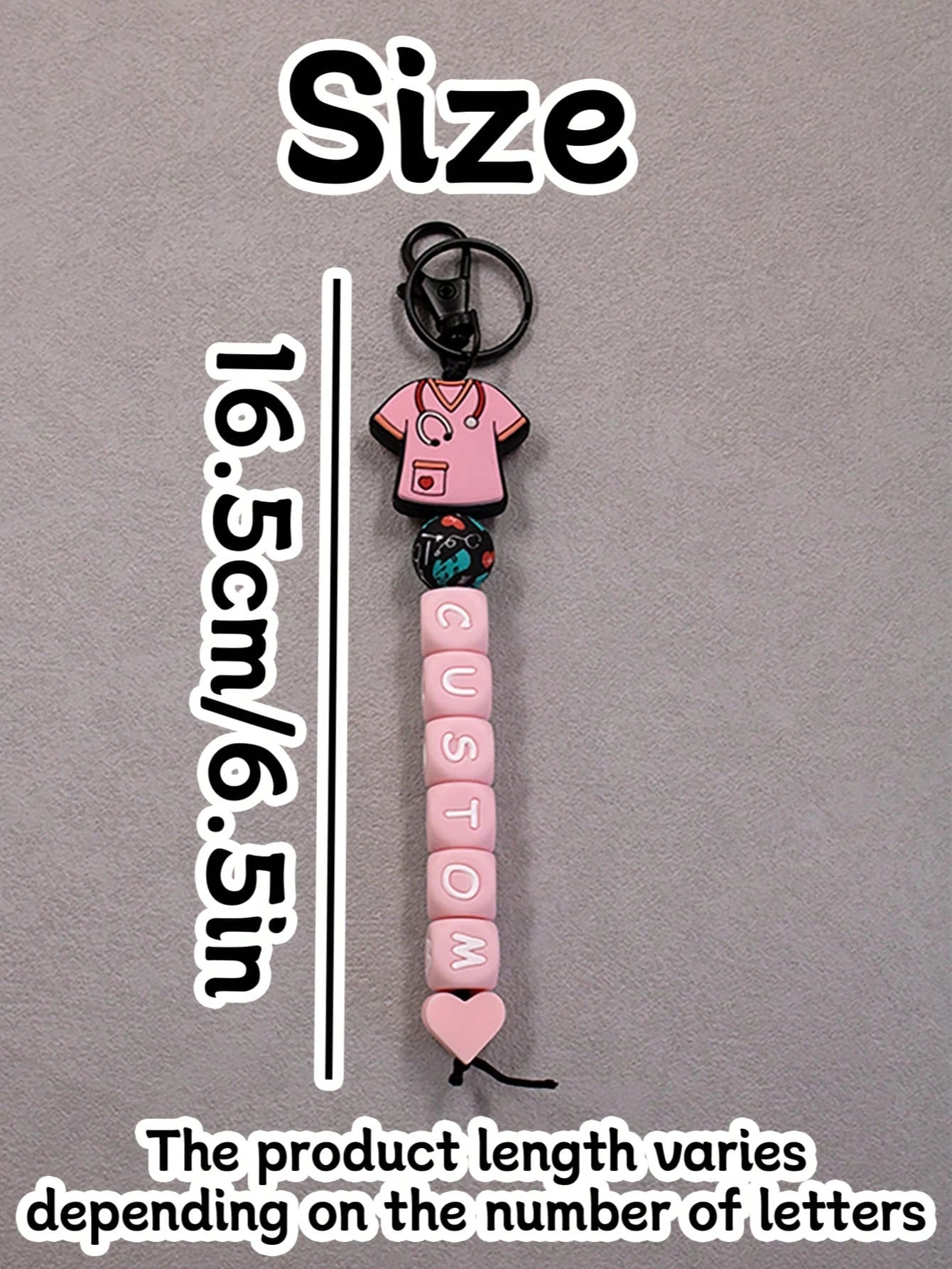 Custom Silicone Letter Keychain, Personalized, Cute, Birthday Gifts, Purse Charms, Key Chain For Women/Men, Anniversary, Nurse Appreciation Gift, Nurse Clothes Pattern, Suitcases Travel Luggage, Frien