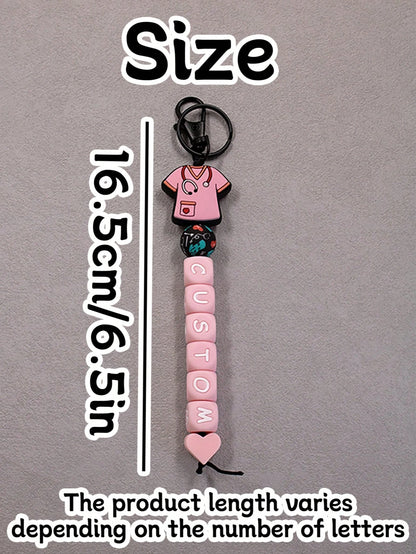 Custom Silicone Letter Keychain, Personalized, Cute, Birthday Gifts, Purse Charms, Key Chain For Women/Men, Anniversary, Nurse Appreciation Gift, Nurse Clothes Pattern, Suitcases Travel Luggage, Frien
