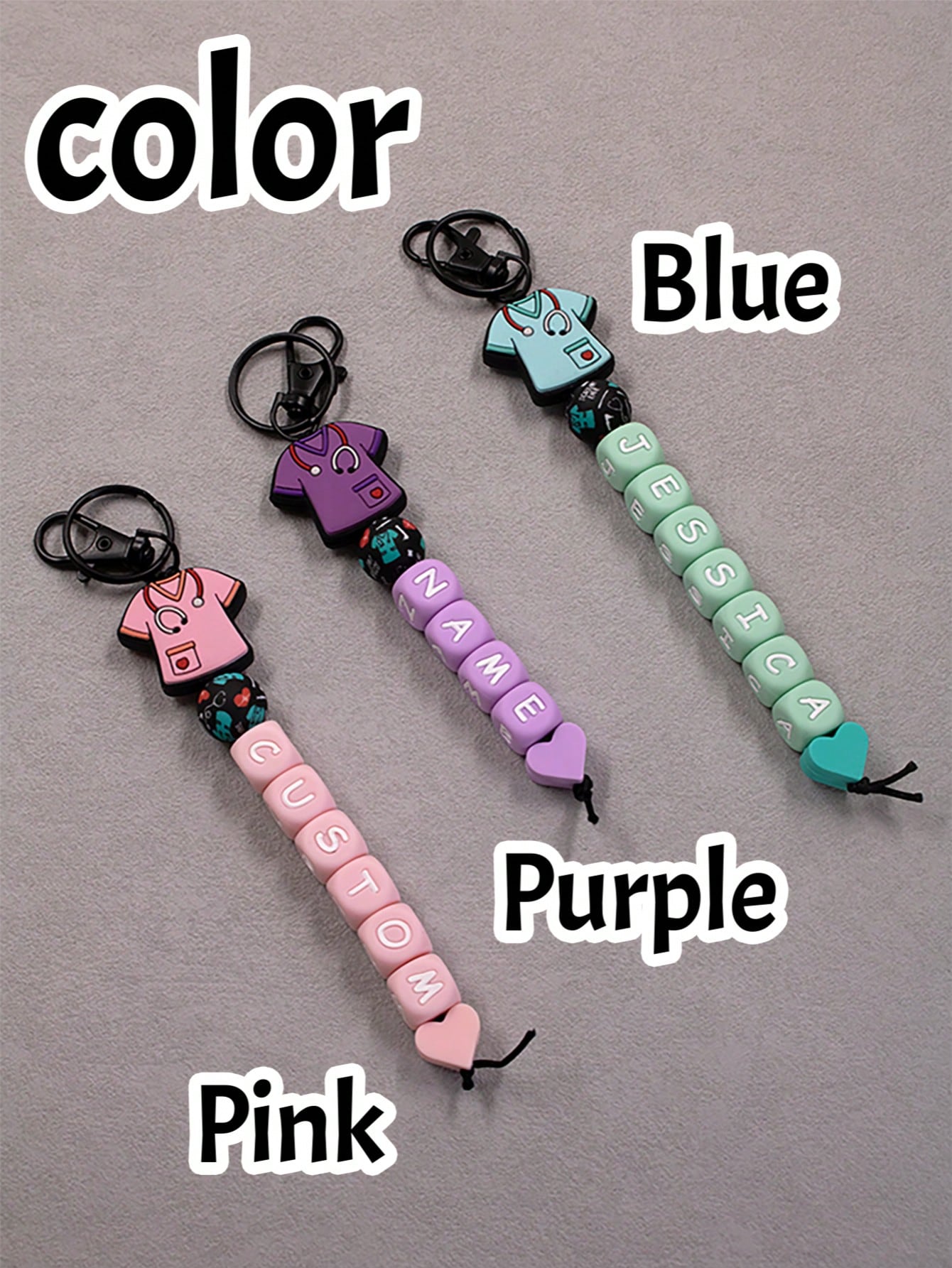 Custom Silicone Letter Keychain, Personalized, Cute, Birthday Gifts, Purse Charms, Key Chain For Women/Men, Anniversary, Nurse Appreciation Gift, Nurse Clothes Pattern, Suitcases Travel Luggage, Frien