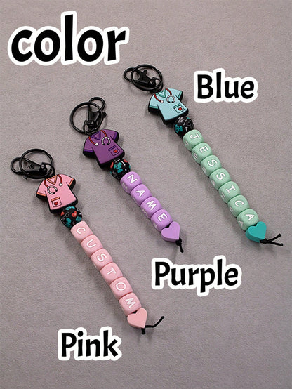 Custom Silicone Letter Keychain, Personalized, Cute, Birthday Gifts, Purse Charms, Key Chain For Women/Men, Anniversary, Nurse Appreciation Gift, Nurse Clothes Pattern, Suitcases Travel Luggage, Frien