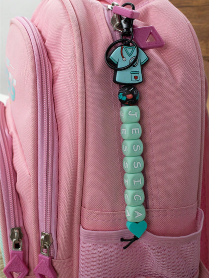 Custom Silicone Letter Keychain, Personalized, Cute, Birthday Gifts, Purse Charms, Key Chain For Women/Men, Anniversary, Nurse Appreciation Gift, Nurse Clothes Pattern, Suitcases Travel Luggage, Frien