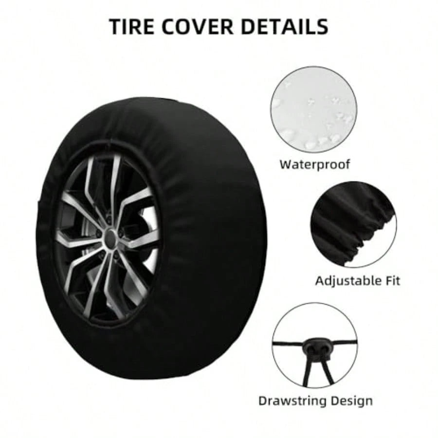 Custom Spare Tire Cover, Waterproof Dust-Proof 14-17 Inch Universal Fit, Personalized Polyester Wheel Protector With Your Logo/Photo/Text For SUV Trailer RV, 16In PureBlack