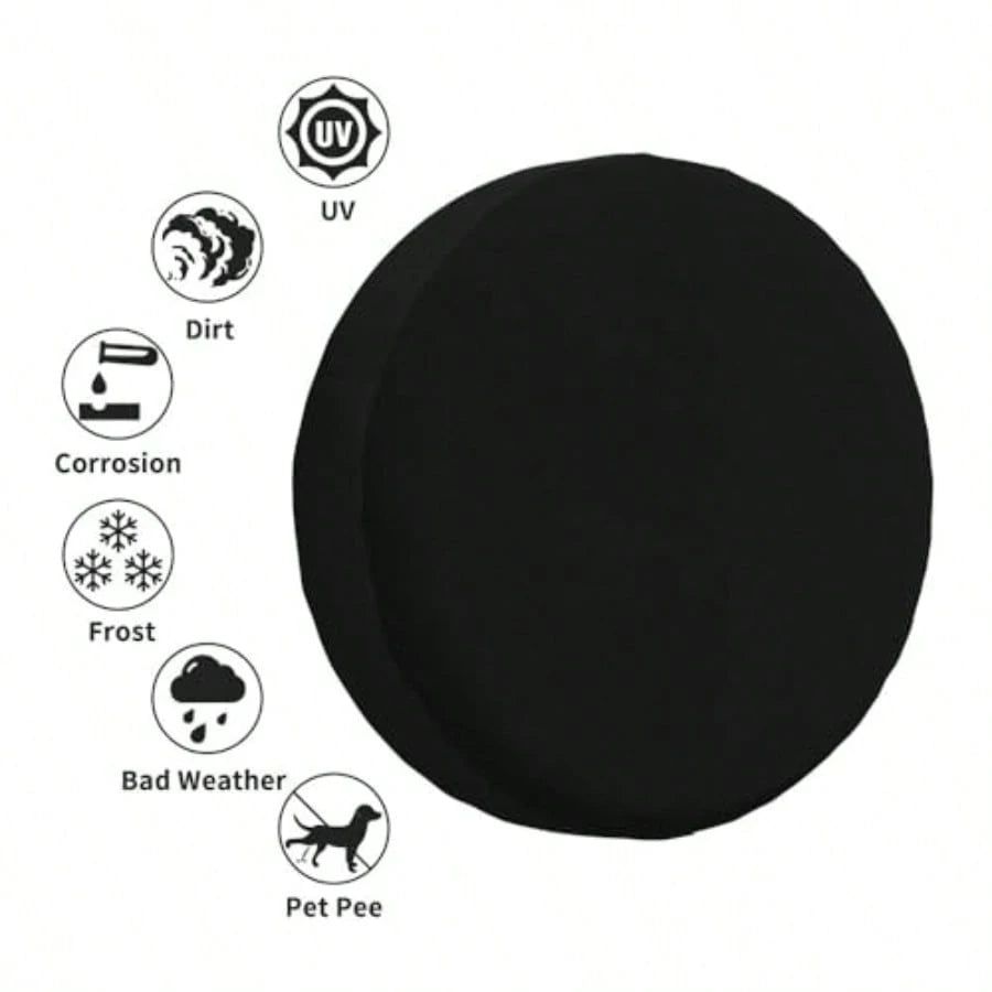 Custom Spare Tire Cover, Waterproof Dust-Proof 14-17 Inch Universal Fit, Personalized Polyester Wheel Protector With Your Logo/Photo/Text For SUV Trailer RV, 16In PureBlack