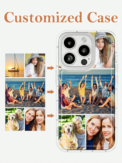 Customized 5-Photos Couples/Family/Pet/Travel Design Shockproof Airbag Phone Case Compatible With 11 Pro/13 Pro/15 Pro Max, Cute, Kawaii, Personalized, Ideal Gifts For Him, Ideal Gifts For Her, Mother