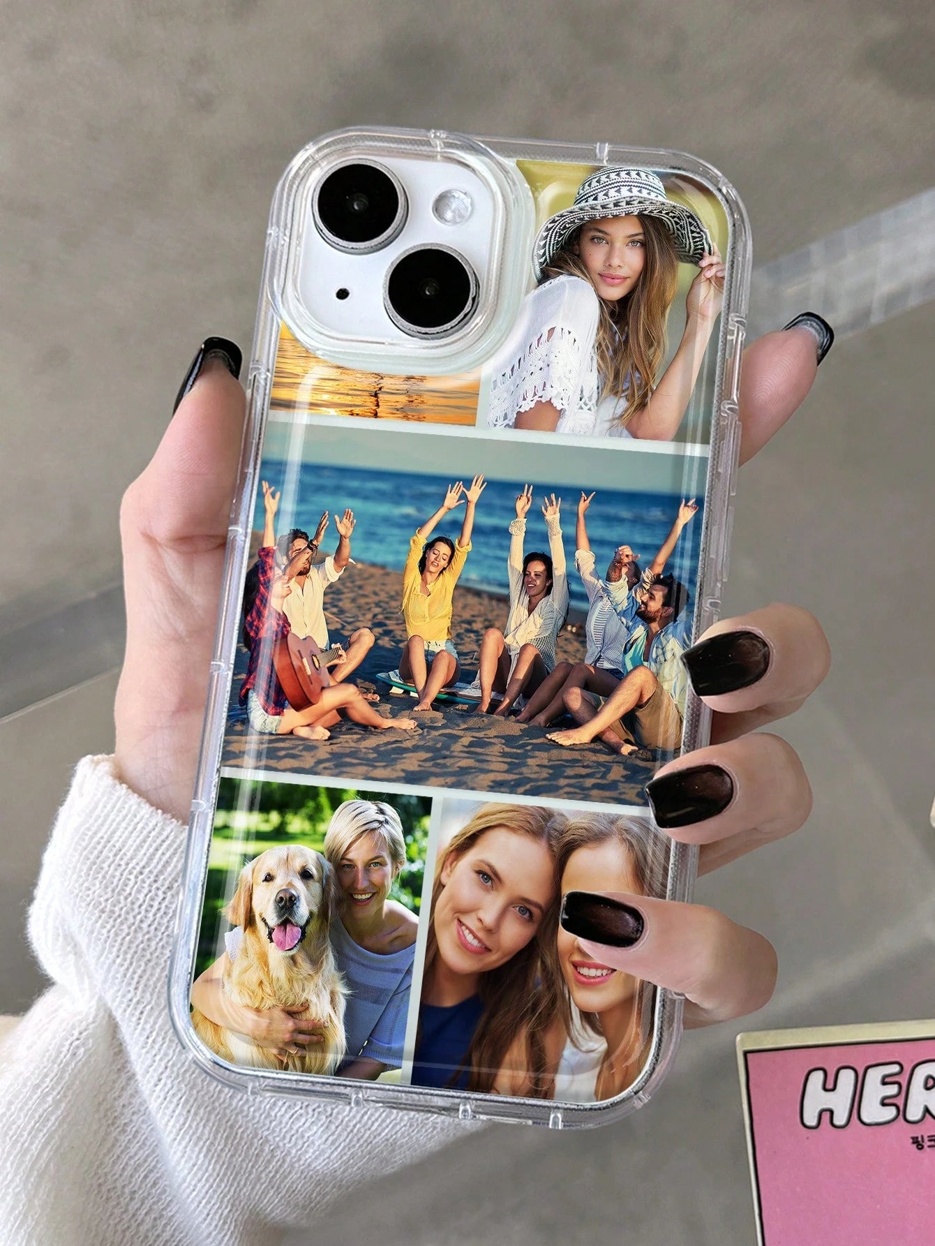 Customized 5-Photos Couples/Family/Pet/Travel Design Shockproof Airbag Phone Case Compatible With 11 Pro/13 Pro/15 Pro Max, Cute, Kawaii, Personalized, Ideal Gifts For Him, Ideal Gifts For Her, Mother