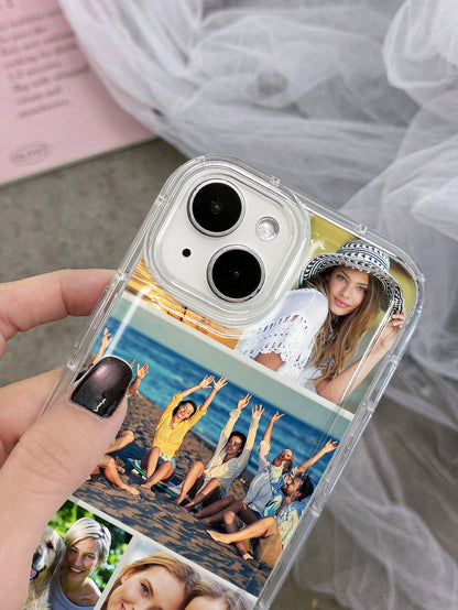 Customized 5-Photos Couples/Family/Pet/Travel Design Shockproof Airbag Phone Case Compatible With 11 Pro/13 Pro/15 Pro Max, Cute, Kawaii, Personalized, Ideal Gifts For Him, Ideal Gifts For Her, Mother