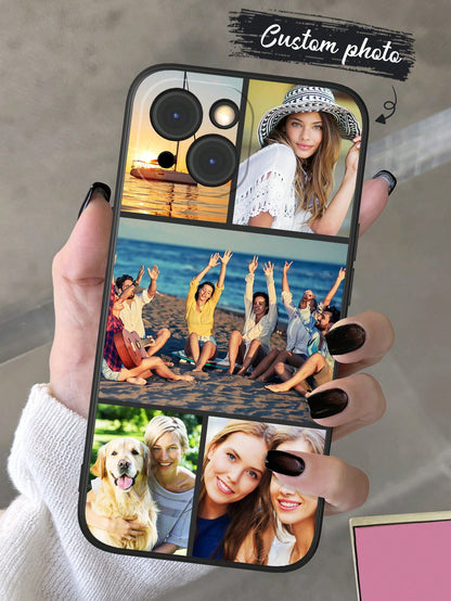 Customized 5-Photos Couples/Family/Pet/Travel Design Shockproof Airbag Phone Case Compatible With 11 Pro/13 Pro/15 Pro Max, Cute, Kawaii, Personalized, Ideal Gifts For Him, Ideal Gifts For Her, Mother