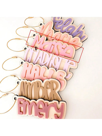 Customized Acrylic Keychains And Backpack Name Tags, Personalized 3D Bag Tags For Diaper Bags And Suitcases, Unique Travel Bag Accessories And Charms, Y2k Bag Charm