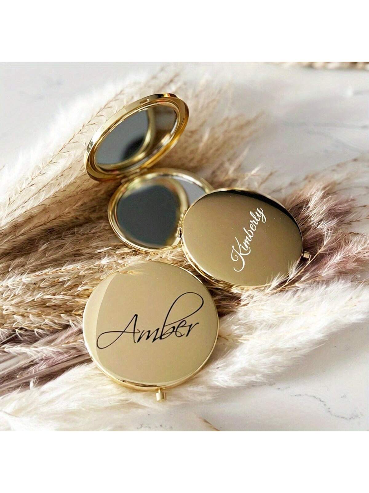 Customized Engraved Mini Makeup Mirror- Stainless Steel Material, Personalized Pocket Makeup Mirror With Magnifying Function- Monogram Engraving, Compact Travel Mirror
