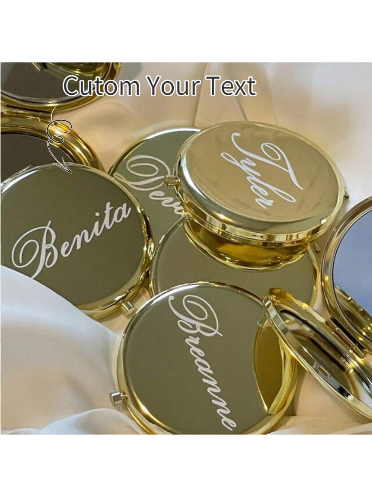 Customized Engraved Mini Makeup Mirror- Stainless Steel Material, Personalized Pocket Makeup Mirror With Magnifying Function- Monogram Engraving, Compact Travel Mirror