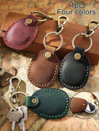 Customized Faux Leather Initials Keychain Case, Personalized Monogrammed Key Holder, Secure Fashionable Keychain Accessory For AirTags