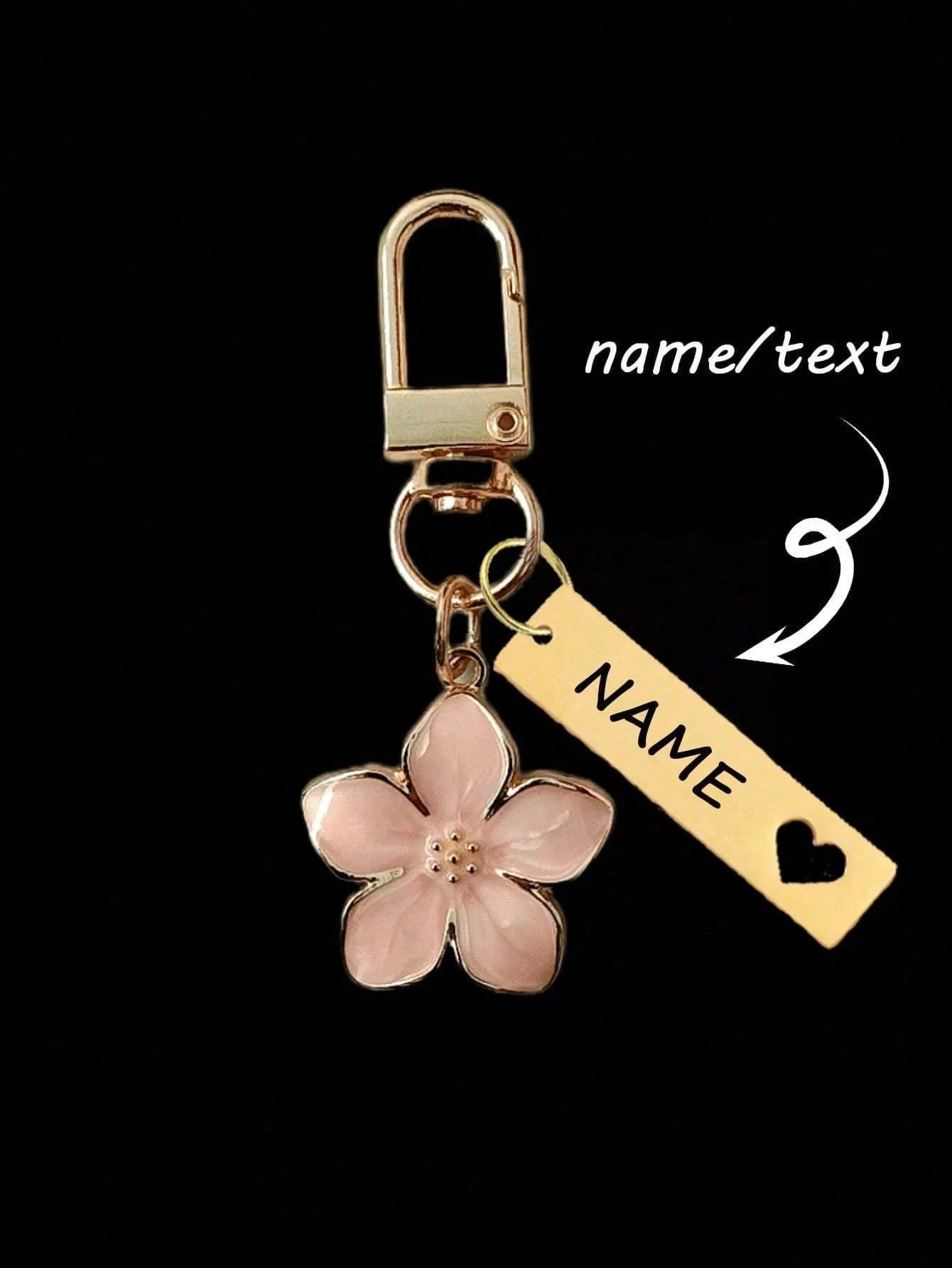 Customized Metal Sakura Flower Keychain, Personalized Stainless Steel Engraved Key Ring, Sakura Bag Accessory, Floral Bag Charms