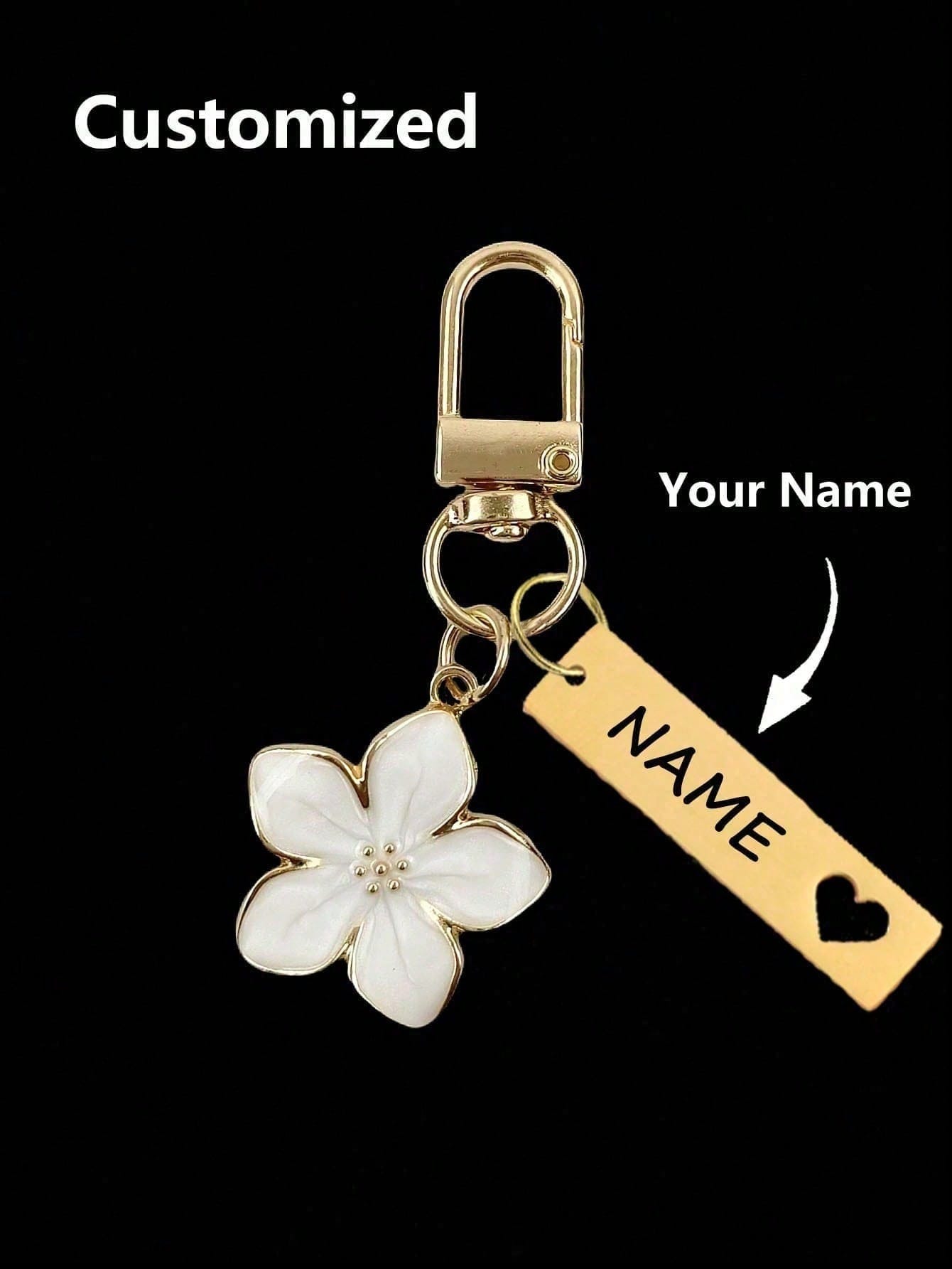 Customized Metal Sakura Flower Keychain, Personalized Stainless Steel Engraved Key Ring, Sakura Bag Accessory, Floral Bag Charms