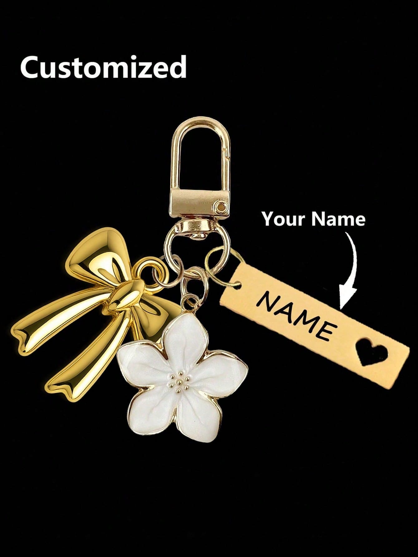 Customized Metal Sakura Flower Keychain, Personalized Stainless Steel Engraved Key Ring, Sakura Bag Accessory, Floral Bag Charms