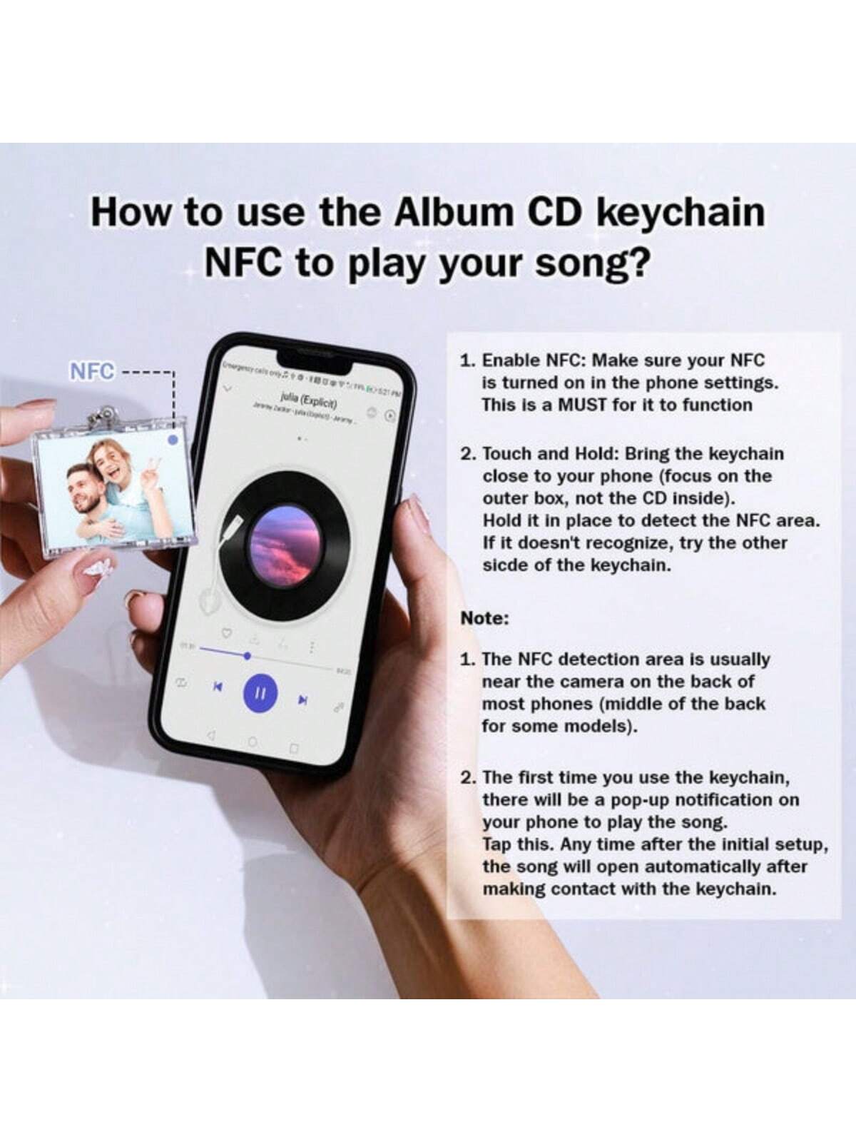 Customized Mini CD Bag Charm Keychain With NFC Function/Personalized Music Gift- Vintage Style/Spotify Mini CD Keychain/Christmas Gift/Customized Gift/Bag Accessory, Multi-Functional, Lightweight, Ve