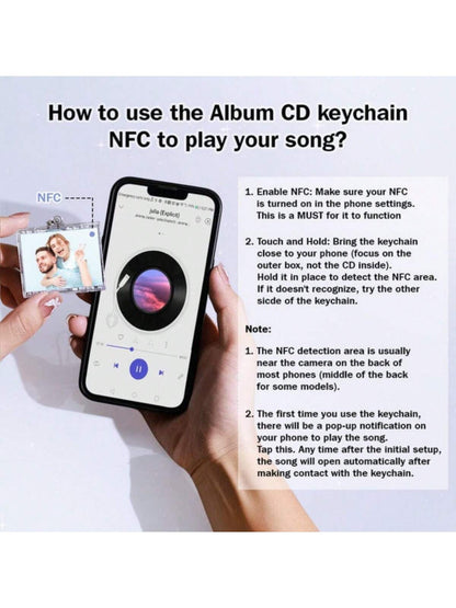 Customized Mini CD Bag Charm Keychain With NFC Function/Personalized Music Gift- Vintage Style/Spotify Mini CD Keychain/Christmas Gift/Customized Gift/Bag Accessory, Multi-Functional, Lightweight, Ve