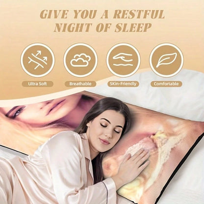 Customized Personalized Rectangular Pillowcase- Double-Sided Customizable, Soft And Comfortable Fabric, Multiple Colors Available, Made Of Polyester Fiber, Ideal Gift For Family, Loved Ones, Friends
