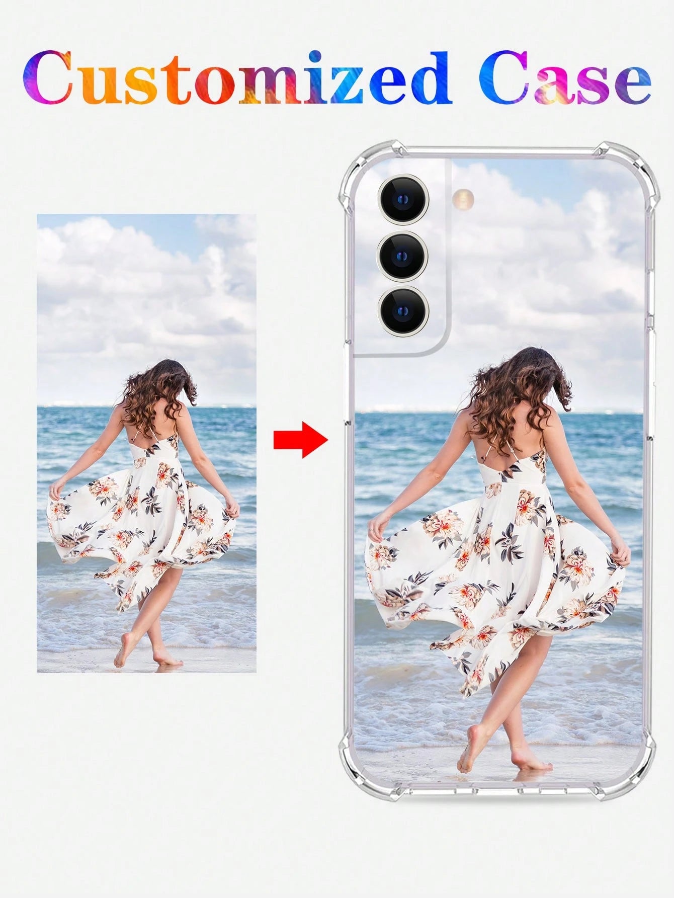 Customized Photo DIY Phone Case Thick Shockproof Protective For S21 S22 S23 S24 A12 A13 A14 A15 A21s XR 11 13 15 16 Pro Max, Personalized Halloween Wedding Anniversary Birthday Gift For Him Her, Aesth