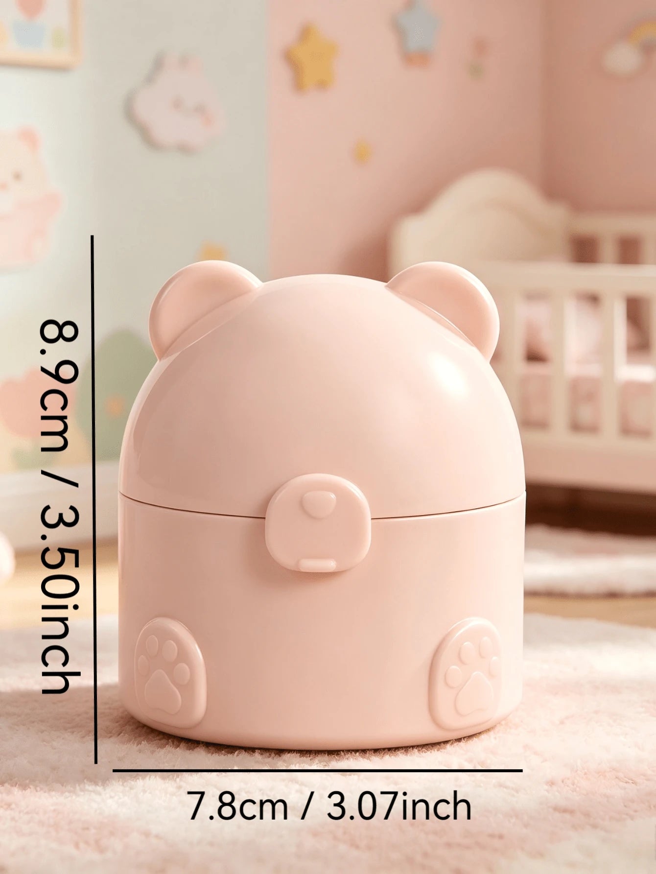 Cute Bear-Shaped Baby Powder Case With Soft Powder Puff, Easy To Use Without Dusting, Sealed Leak-Proof Design, Compact And Portable, Space-Saving, Provides Delicate And Refreshing Care For Baby