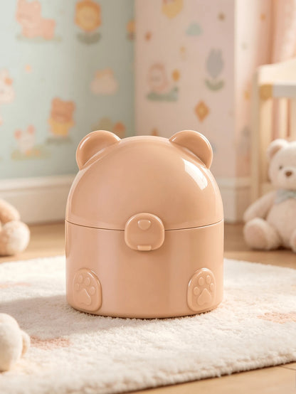Cute Bear-Shaped Baby Powder Case With Soft Powder Puff, Easy To Use Without Dusting, Sealed Leak-Proof Design, Compact And Portable, Space-Saving, Provides Delicate And Refreshing Care For Baby