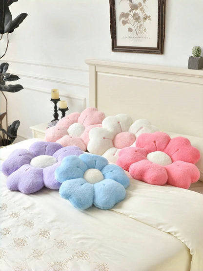Cute Daisy Flower Plush Throw Pillow, Soft Faux Fur Cushion, Suitable For Sofa, Bedroom And Living Room, Perfect For Christmas And New Year Home Decor, Also An Excellent Christmas Gift For Family And