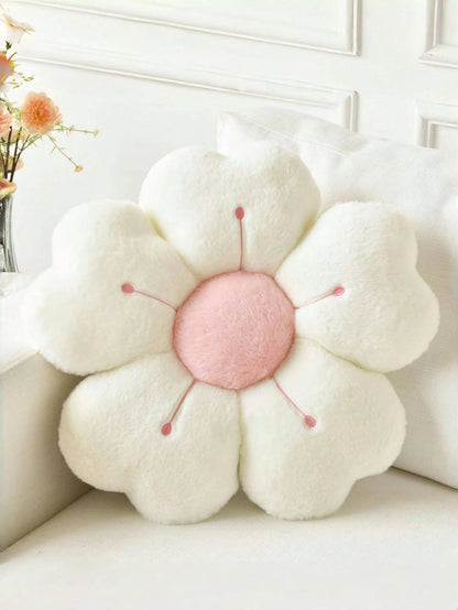 Cute Daisy Flower Plush Throw Pillow, Soft Faux Fur Cushion, Suitable For Sofa, Bedroom And Living Room, Perfect For Christmas And New Year Home Decor, Also An Excellent Christmas Gift For Family And