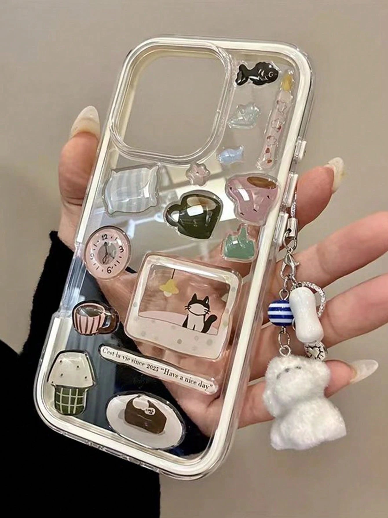 Cute DIY Phone Case Fashion Phone Cases Cute Fashion DIY Phone Shockproof Case Transparent Snowman Tree Illustration Shock-Proof Cover Compatible With IPhone 17 Air 16 Pro Max 15 14 13 12 11 Pro Max D