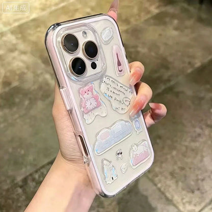 Cute DIY Phone Case Fashion Phone Cases Cute Fashion DIY Phone Shockproof Case Transparent Snowman Tree Illustration Shock-Proof Cover Compatible With IPhone 17 Air 16 Pro Max 15 14 13 12 11 Pro Max D
