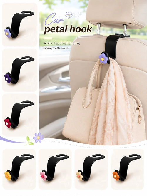 Cute Flower Car Headrest Hook, Car Seat Back Bag Hook & Bag Hanger, Universal Car Storage Organizer Rack, Suitable For Umbrellas, Backpacks, Shopping Bags, Women Girls Car Interior Accessories Decor
