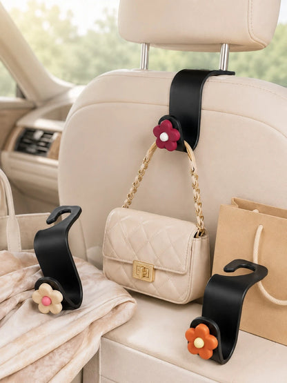 Cute Flower Car Headrest Hook, Car Seat Back Bag Hook & Bag Hanger, Universal Car Storage Organizer Rack, Suitable For Umbrellas, Backpacks, Shopping Bags, Women Girls Car Interior Accessories Decor