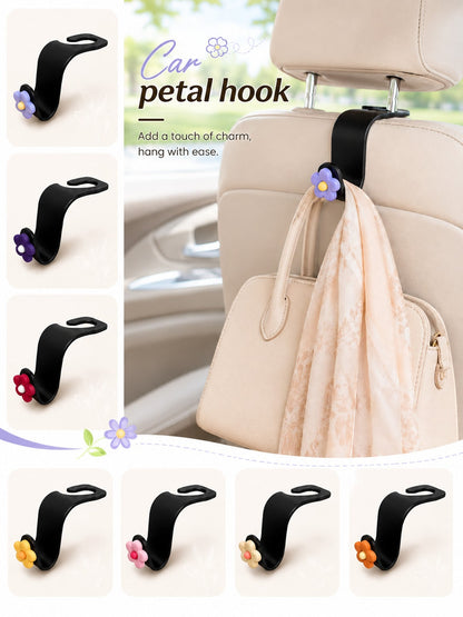 Cute Flower Car Headrest Hook, Car Seat Back Bag Hook & Bag Hanger, Universal Car Storage Organizer Rack, Suitable For Umbrellas, Backpacks, Shopping Bags, Women Girls Car Interior Accessories Decor