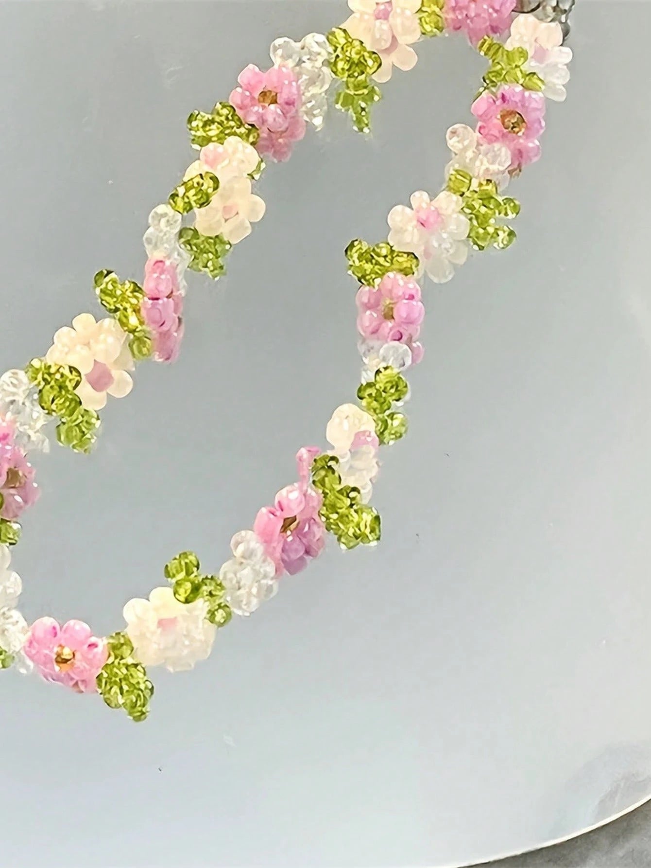 Cute Girl's Pink Flower Phone Lanyard, Universal CCD Camera Strap, DIY Beaded Pendant
