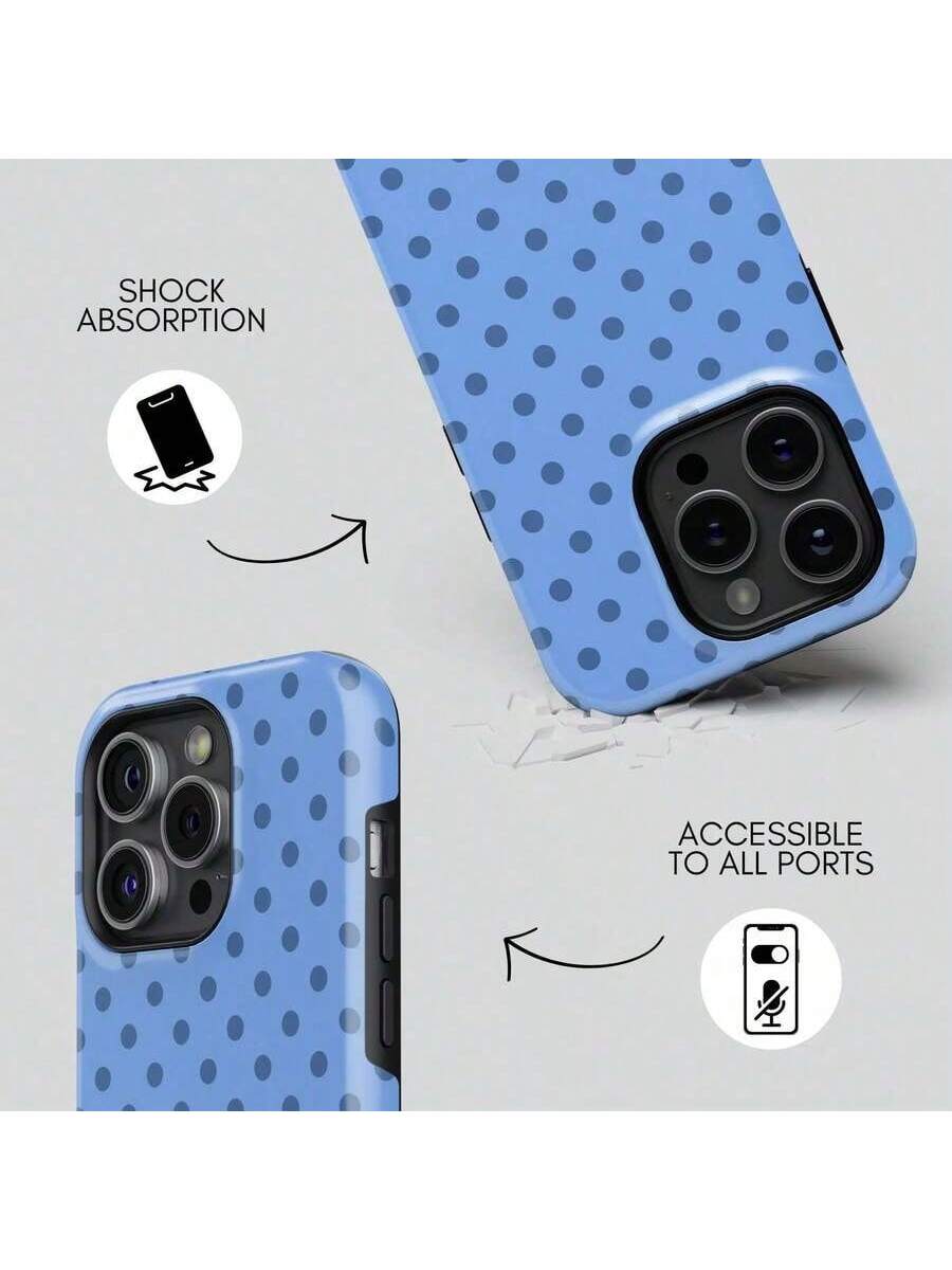 Cute Jeans FRAGOLA Case| Blue Denim Polka Dot Minimal Cover For 17- 11 Pro Max| High Quality| Teenage Girl Gift