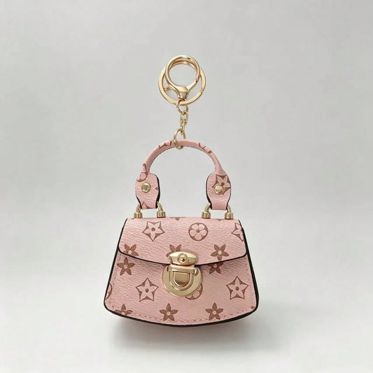 Cute Mini Bag Charm Coin Purse, Colorful Printed Keychain Bag, Portable Mini Handbag Pouch, Small Storage Wallet Accessory For Women