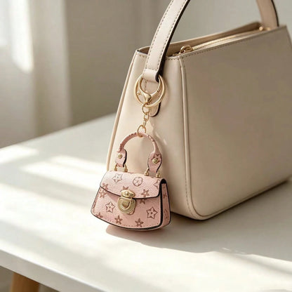 Cute Mini Bag Charm Coin Purse, Colorful Printed Keychain Bag, Portable Mini Handbag Pouch, Small Storage Wallet Accessory For Women