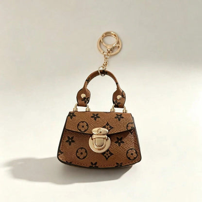 Cute Mini Bag Charm Coin Purse, Colorful Printed Keychain Bag, Portable Mini Handbag Pouch, Small Storage Wallet Accessory For Women