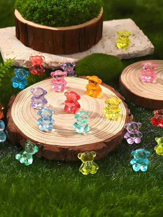 Cute Mini Resin Bears, Miniature Bear Animal Figurines, Suitable For DIY Fairy Garden, Vase Filler, Glass Container, Potted Plant Decoration, Micro Landscape Craft, Garden Decor, Car Interior Accessor