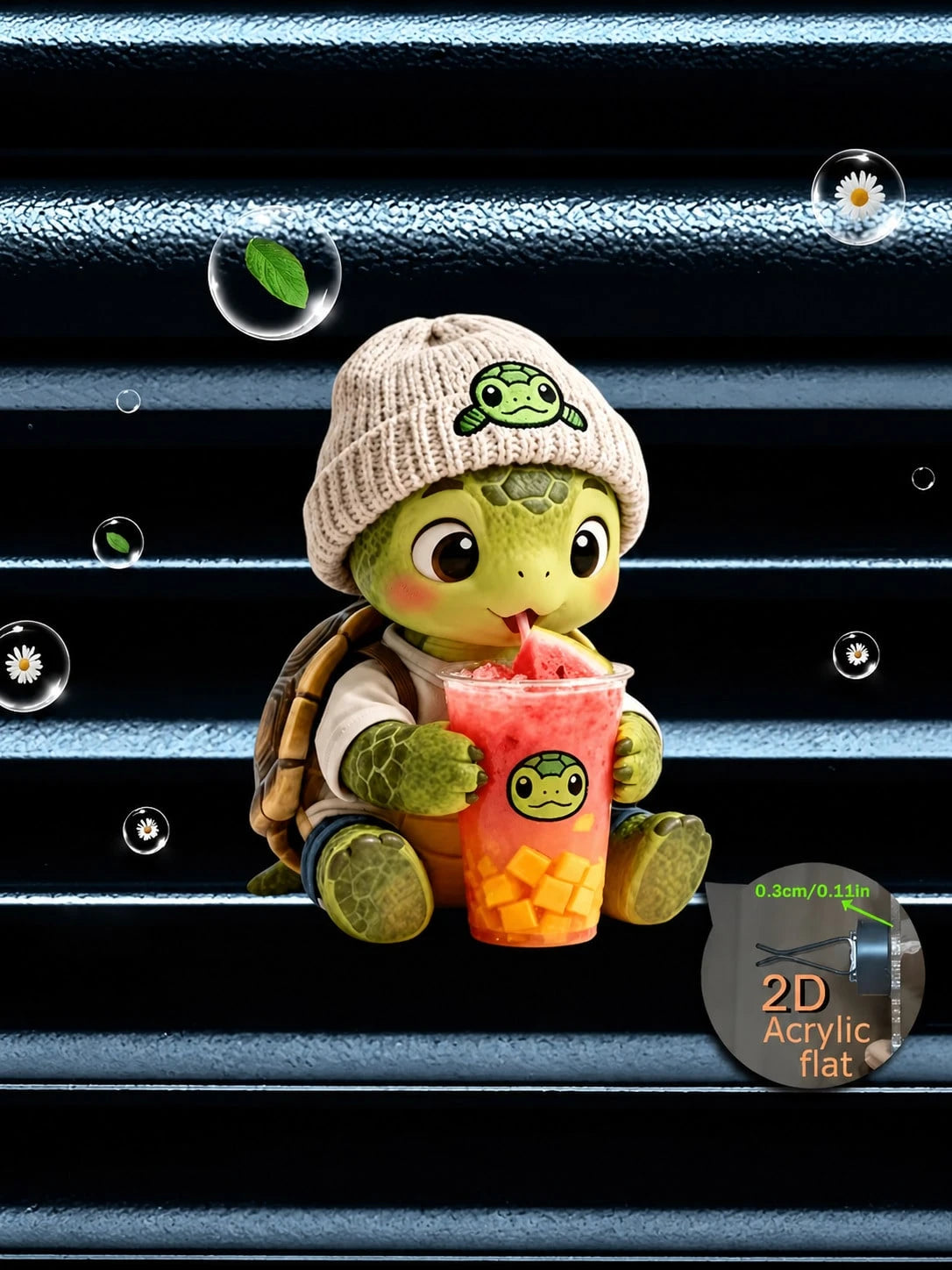 Cute Turtle Car Air Vent Clip, 2D Flat Acrylic Car Diffuser Decor, Fragrance-Free Auto Air Outlet Ornament, Lovely Car Interior Accessory, Ideal Holiday Gift For Drivers (Essential Oil Not Included)