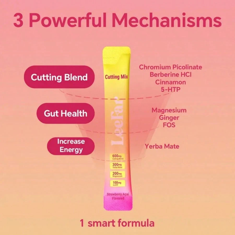 Cutting Drink Mix By LeeFar| Supports Daily Wellness| Strawberry Açaí, 30 Servings