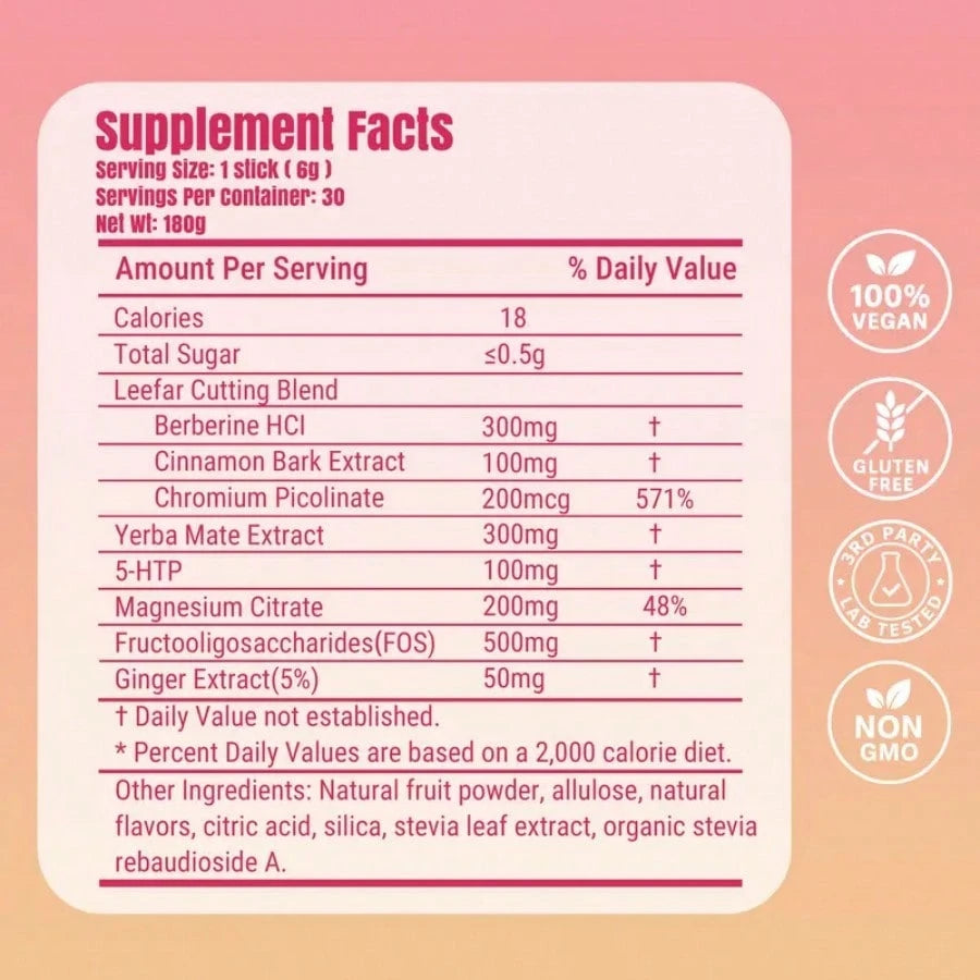 Cutting Drink Mix By LeeFar| Supports Daily Wellness| Strawberry Açaí, 30 Servings